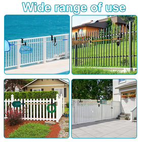Feoang fence-rail hanger for pool tools keeps equipment off the ground.