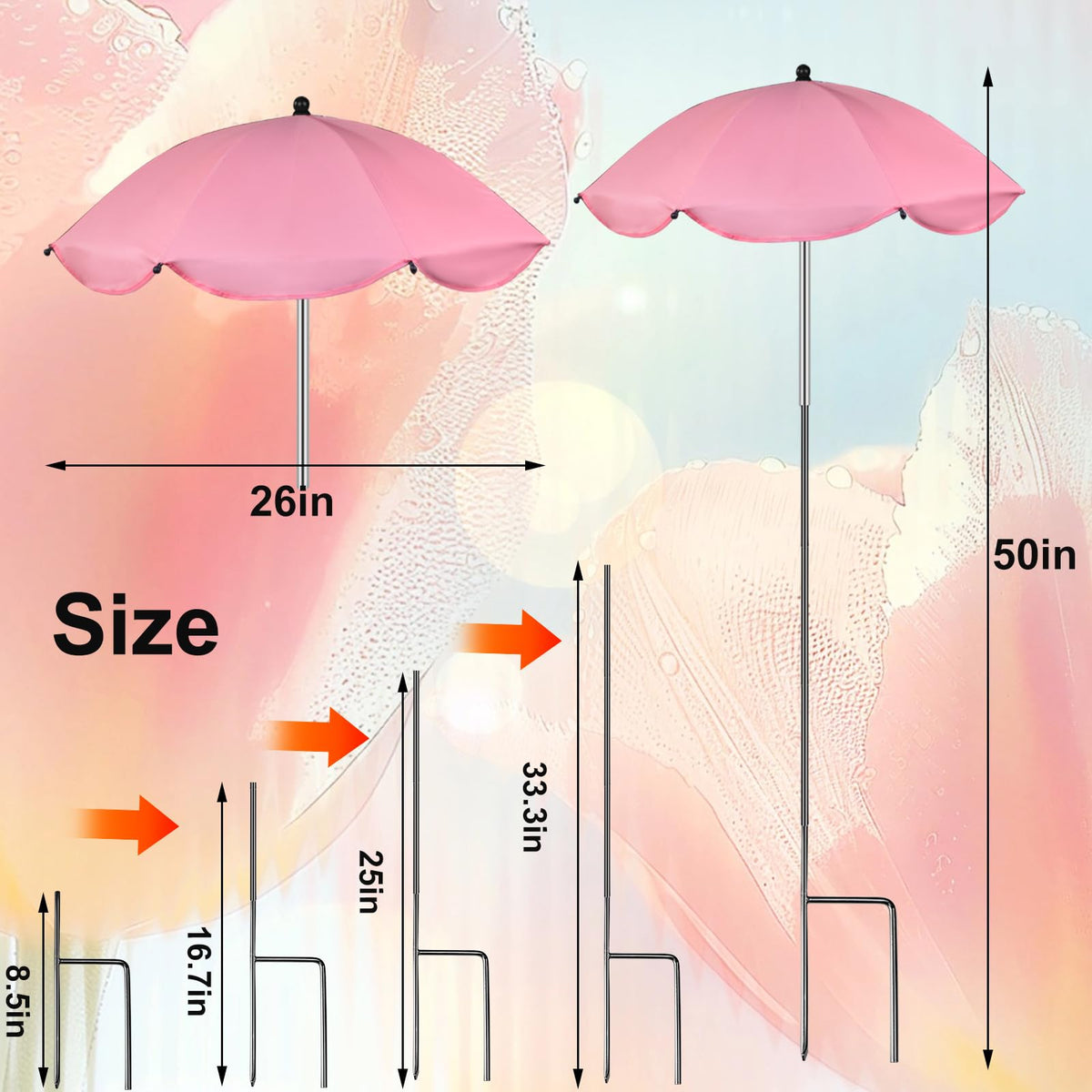 Feoang canopy and four lengths allow flexible, stable setup.