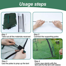 Feoang ground nails secure the enclosure in windy yards.