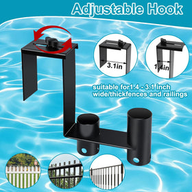 Feoang metal pool hanger with anti-corrosion coating withstands outdoor use.