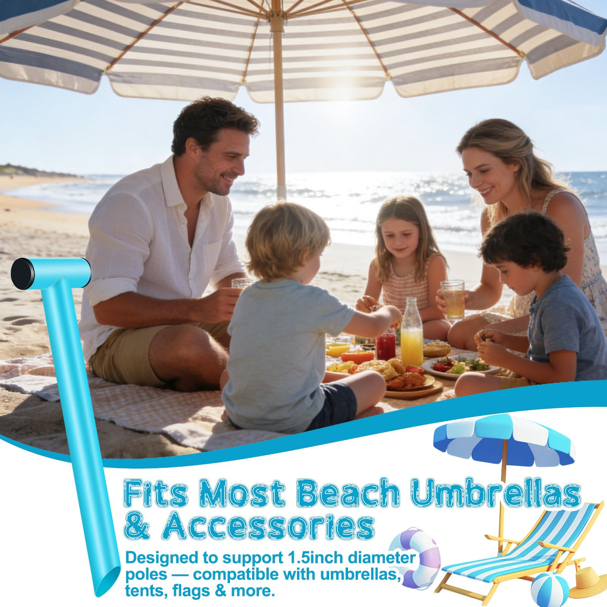 Feoang portable stainless beach tool is easy to carry for trips.