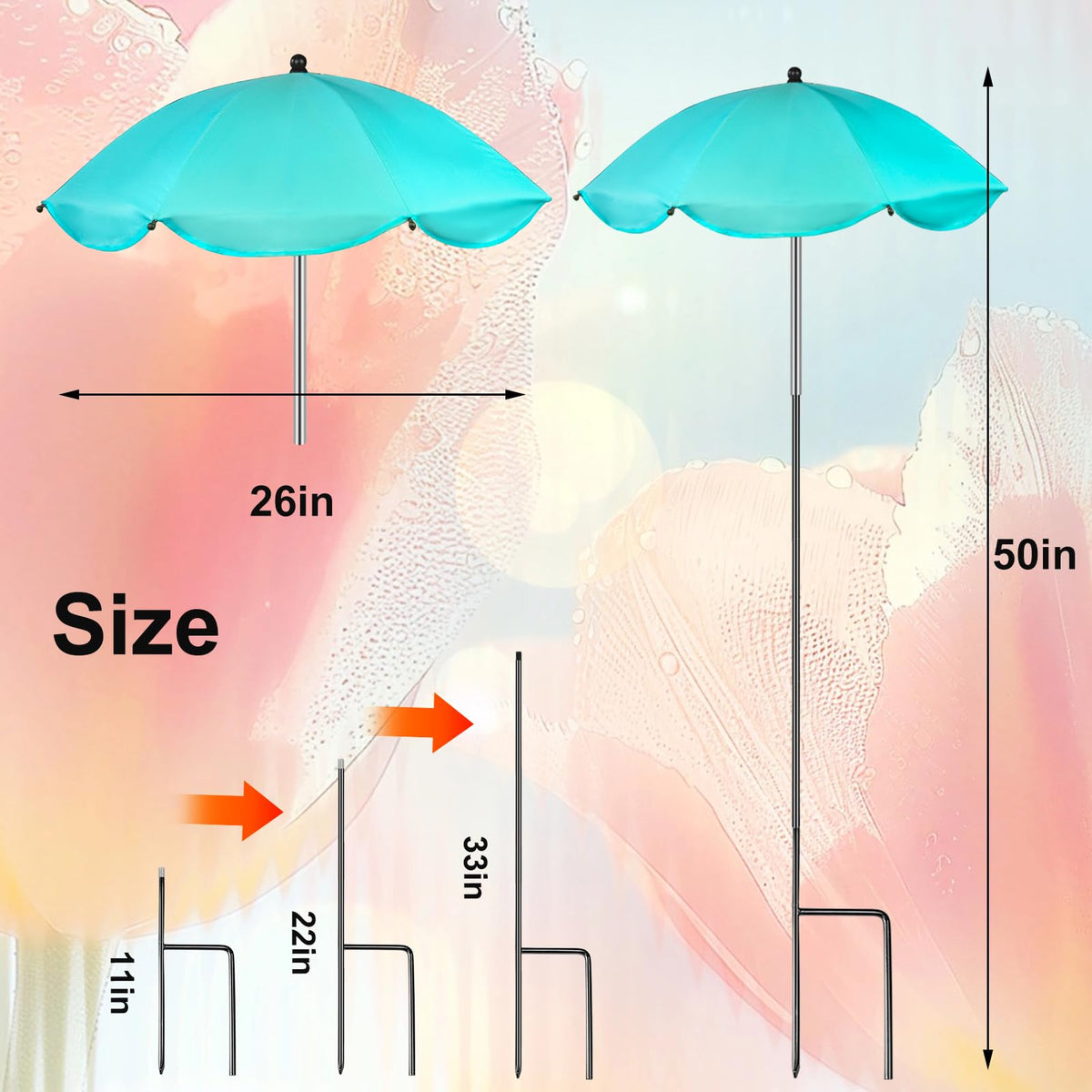 Feoang triple-length pole system enables flexible height adjustments.