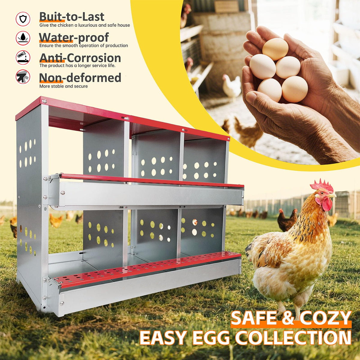 FEOKUMO six private ventilated bays for calm nesting and moisture control.