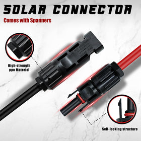 Feotech panel connectors shown during crimping for a solid, reliable solar setup.