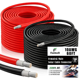 Feotech Twin Wire solar extension cable 60ft for rooftop and RV solar wiring