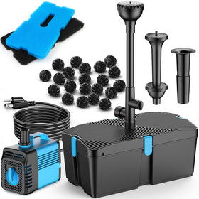 Feoxshal pond filter kit front view highlighting compact all-in-one design for small ponds