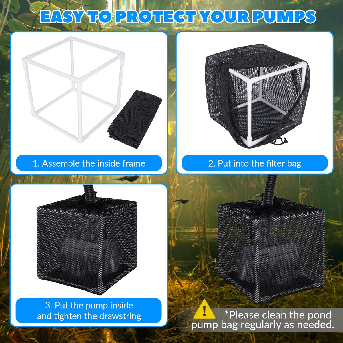 FEOXSHAL pond filters deliver high flow by drawing water from all faces.