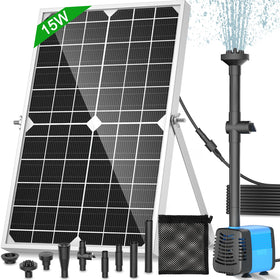 FEOXSHAL solar pond pump panel captures sunlight for a steady fountain.