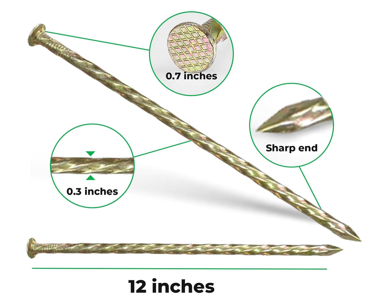 Fercery spiral spike secures paver edging with strong rust resistant hold