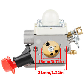 Ferilter C1M-S207A carburetor close-up showing metal throttle connection for durable control