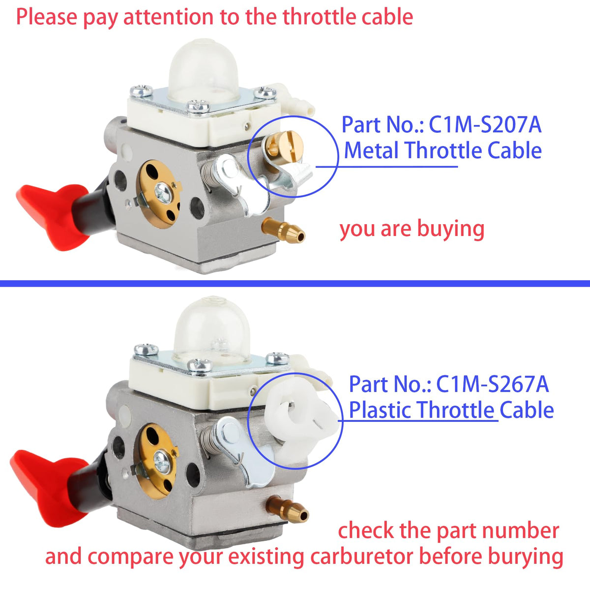 Ferilter C1M-S207A carburetor shown with gaskets for easy installation