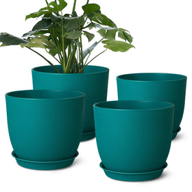 Ferlypote 8-inch blue planter set, ideal for indoor or outdoor herb gardens.