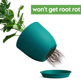 Ferlypote blue planter close-up highlighting mesh drainage holes for better airflow.