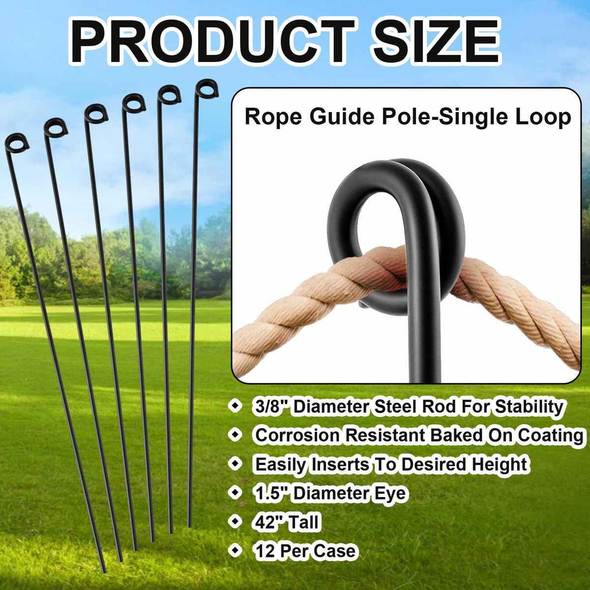 Ferraycle rope stake along a walkway guides foot traffic.