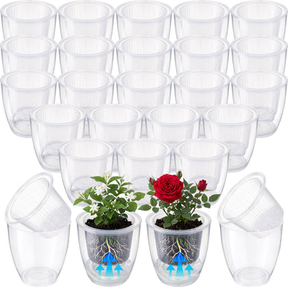 Ferrochef 36pcs self-watering pots with clear outer pot for moisture monitoring.
