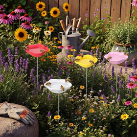 Ferrochef bee watering station white variant suitable for flower beds.
