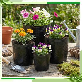 Ferrochef 10-gallon pots suitable for indoor and outdoor gardening projects.