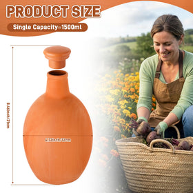 Ferrochef large terracotta watering pot with lid for easy refills and evaporation control