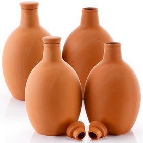 Ferrochef large terracotta watering pot 50oz buried in soil delivers steady root hydration