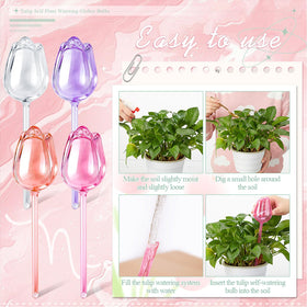 Ferrochef self-watering globe in pink color seen in a pot ready for travel-friendly watering