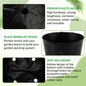 Ferrochef soft plastic black nursery pots are durable and reusable.