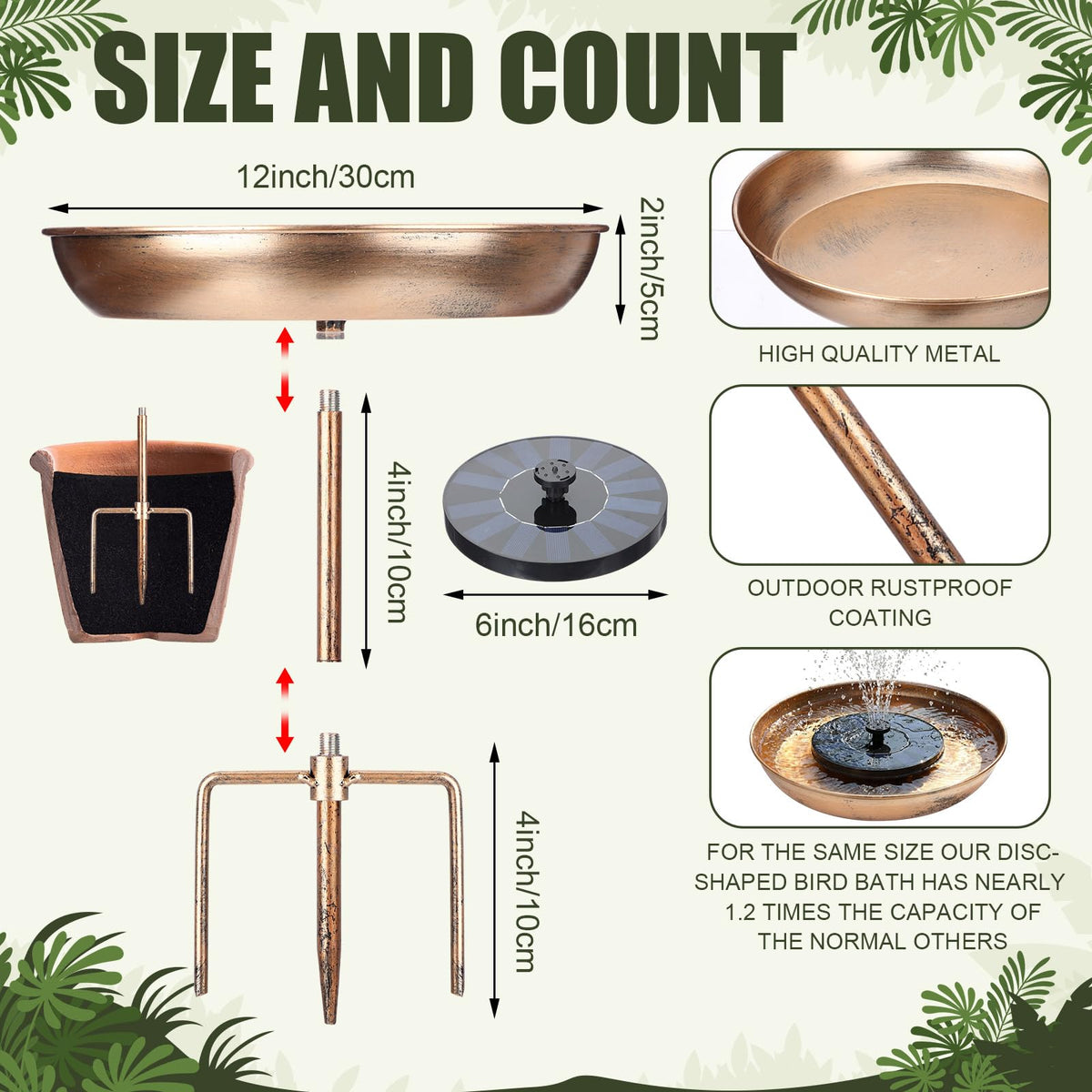 Ferrochef solar fountain nozzles provide varied patterns for a tranquil patio