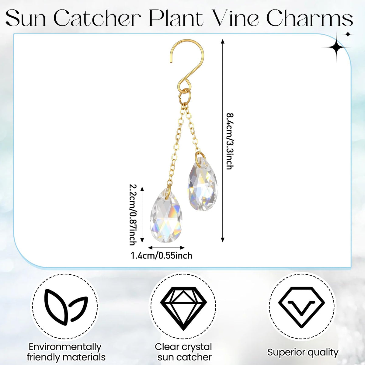 Ferrochef suncatcher hanging bloom crystal enhances sunlight reflection in any window.