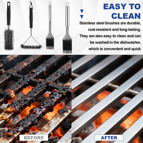 Ferrochef 12-inch triple-sided brush cleans between grates effectively