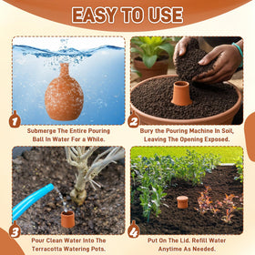 Ferrochef watering globes buried in soil delivering water to roots