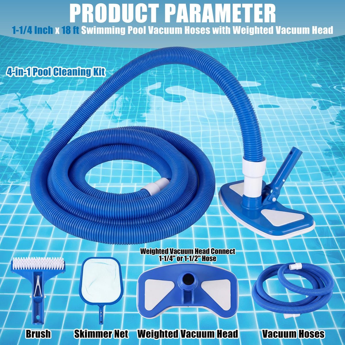Ferrochef weighted vacuum head provides stable suction across pool floor surfaces