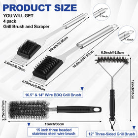 Ferrochef 14-inch wire grill brush reaches between grates for tight spots
