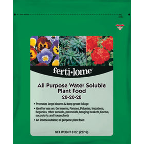 Ferti-Lome all purpose 20-20-20 bottle pour boosts balanced nutrition for blooms.