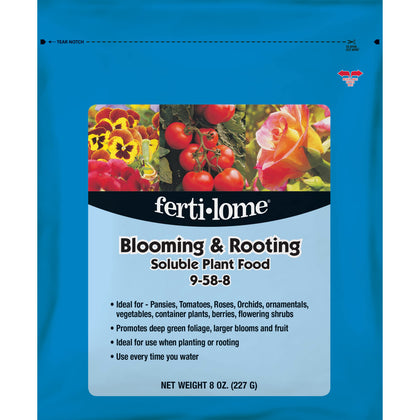 Ferti-Lome Blooming and Rooting Soluble Plant Food bag enhances lush blooms