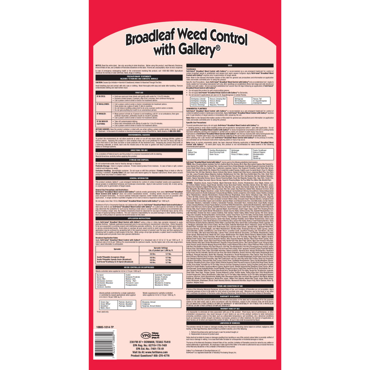 Ferti-Lome broadleaf weed control granules on lawn 10lbs showing easy application and early control.
