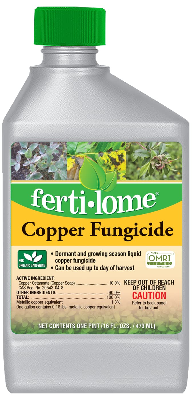 Ferti-lome copper fungicide concentrate bottle for preventing powdery mildew on roses and tomatoes