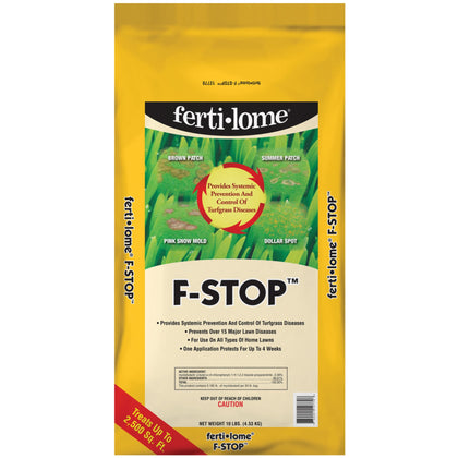 Ferti-lome F-Stop Fungicide Granules bag for up to 2,500 sq ft coverage.