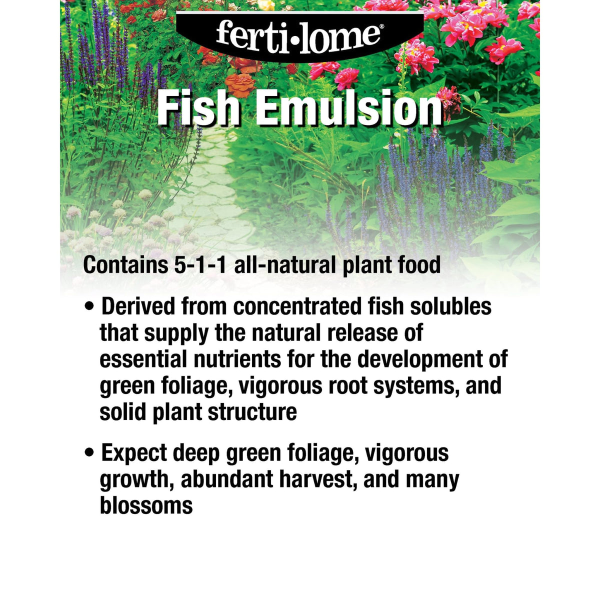 Ferti-lome fish emulsion label close-up for indoor/outdoor use