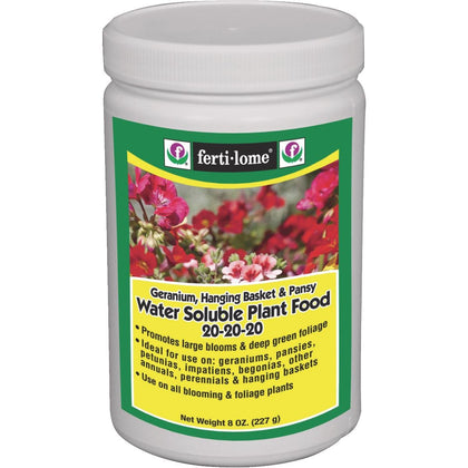 Ferti-lome geranium hanging plant water-soluble fertilizer boosts blooms and foliage