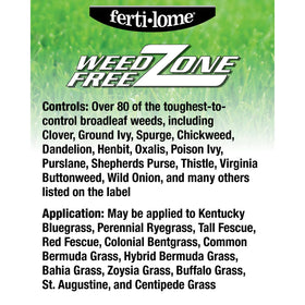 Ferti-Lome Weed Free Zone label with safe lawn use instructions