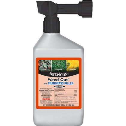 Ferti-Lome Weed-Out RTS spray bottle ready to target crabgrass on a lawn