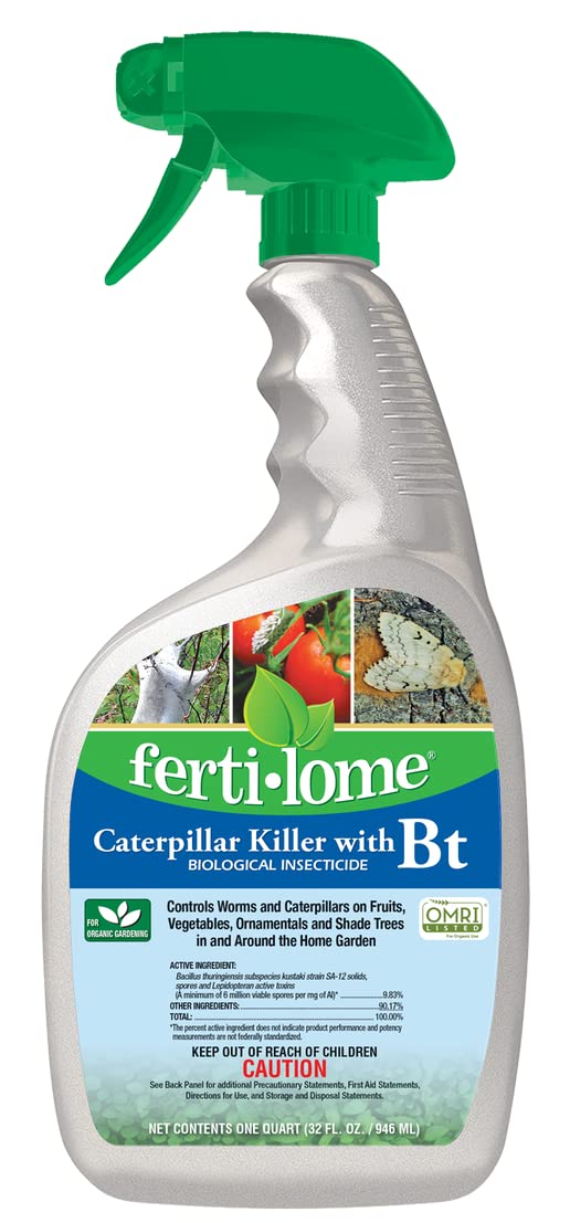 Ferti-lome Caterpillar Killer Bt RTU spray used on vegetables for organic pest control