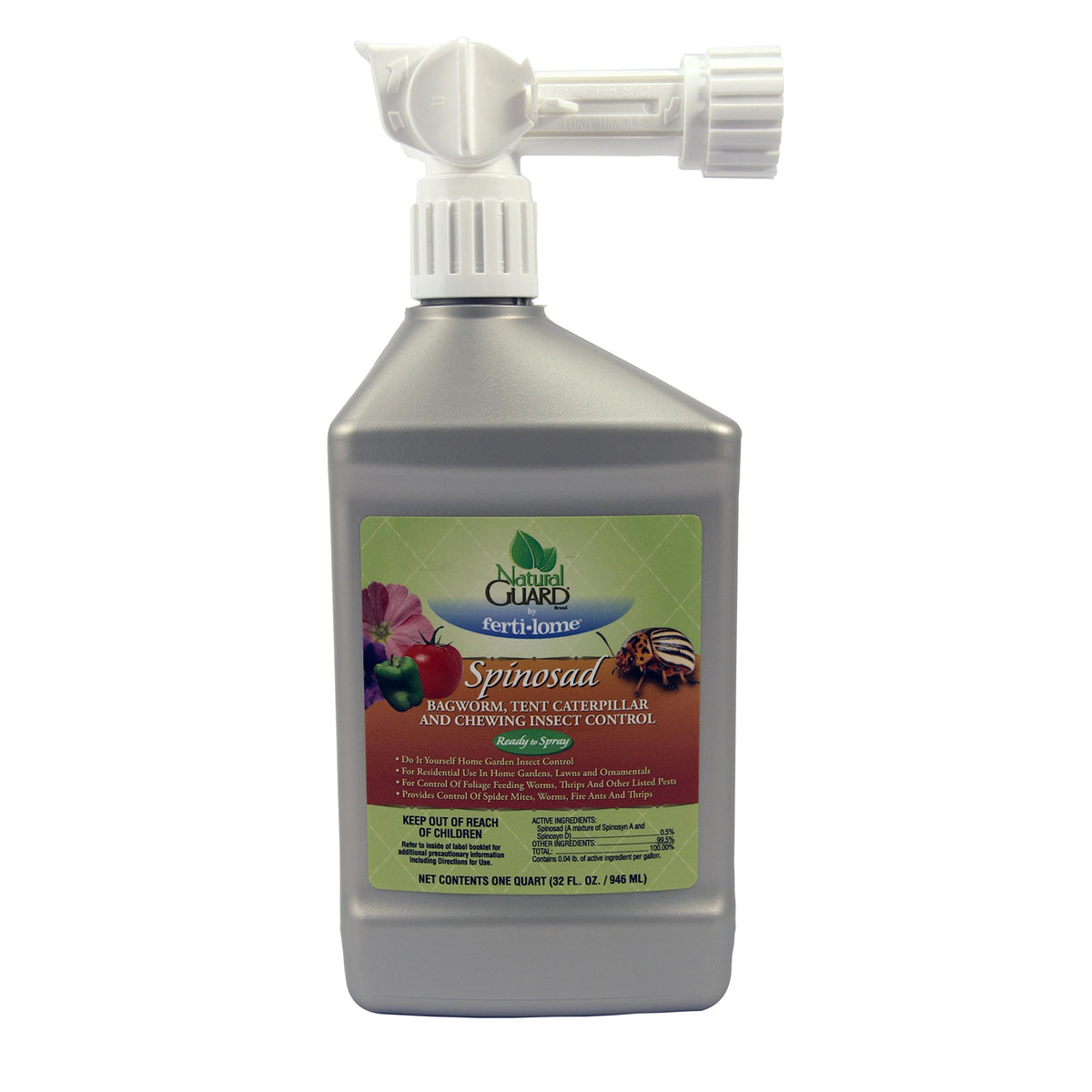 Ferti-lome Spinsosad bagworm bottle provides lawn and garden insect control.