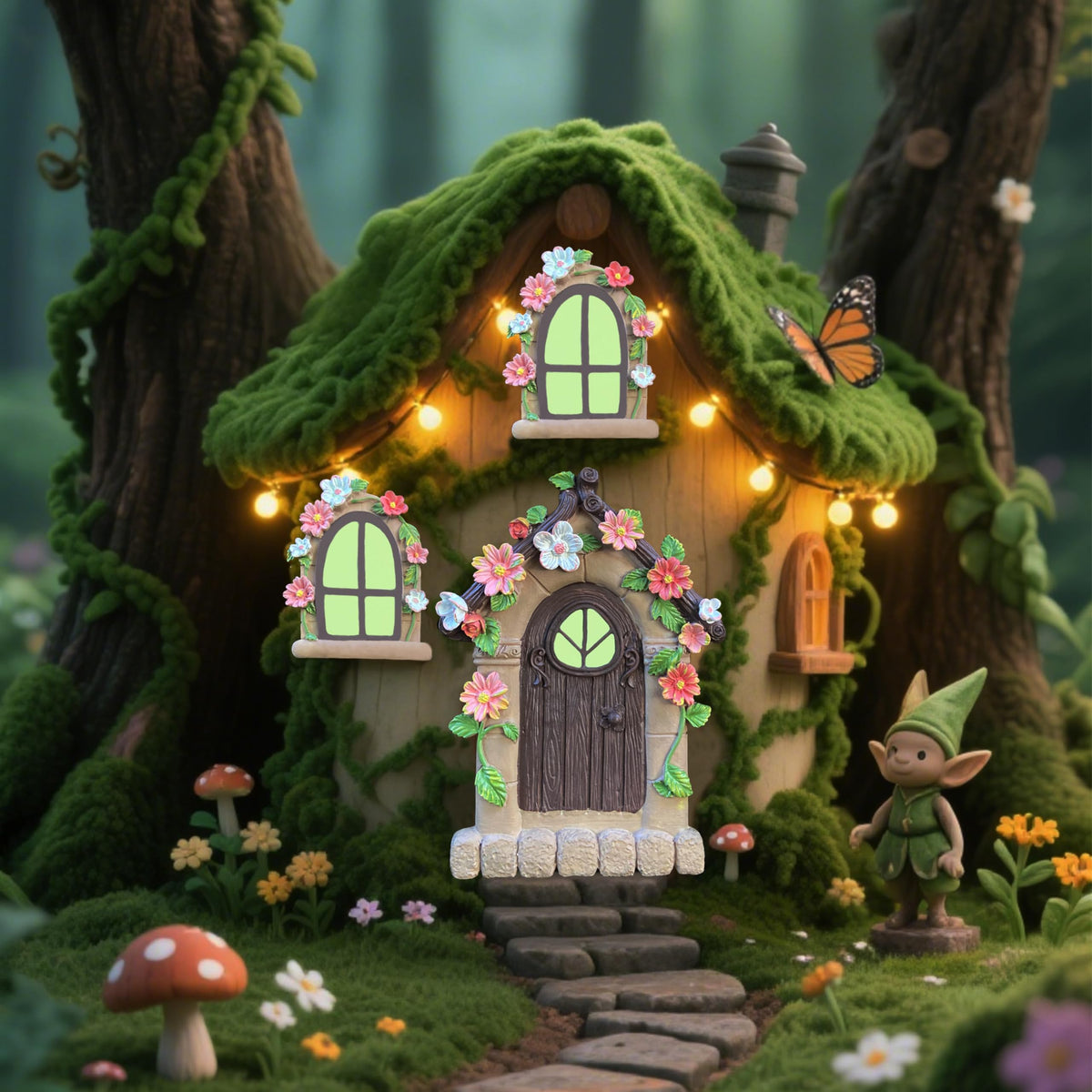 Durable resin materials resist weather for seasons of fairy tale play.