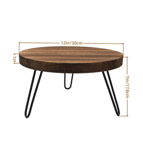 FESTLOVE 10-inch wood plant stand side view highlights stable metal legs