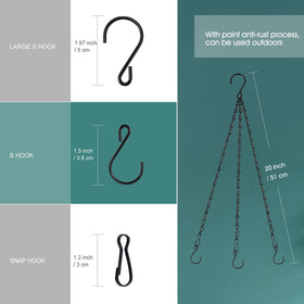 Fetanten black metal chain with S-hooks for easy hanging.