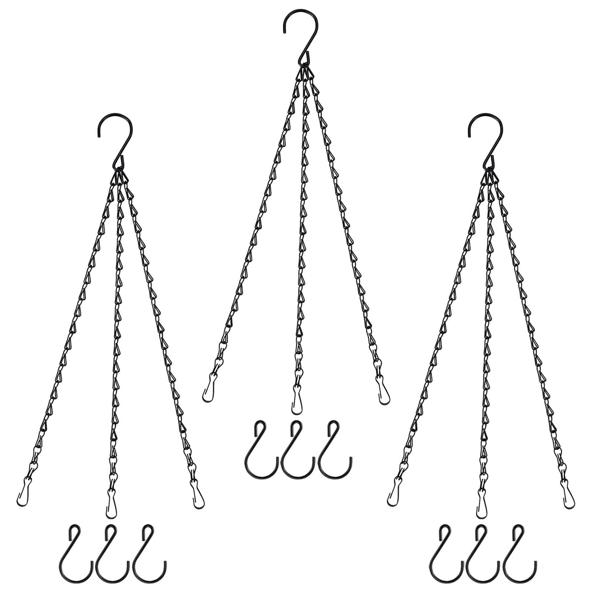 Fetanten 20-inch hanging basket chain in black with hooks for indoor/outdoor use.
