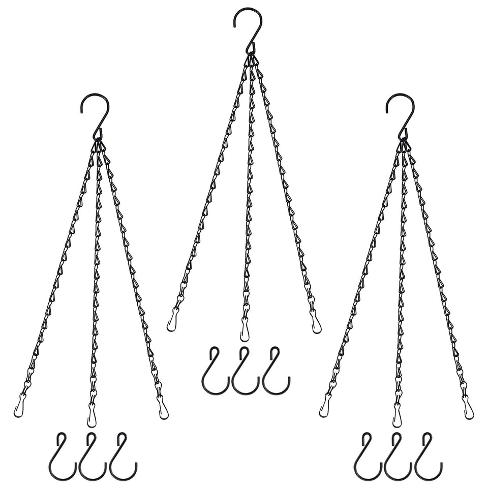 Fetanten 20-inch hanging basket chain in black with hooks for indoor/outdoor use.