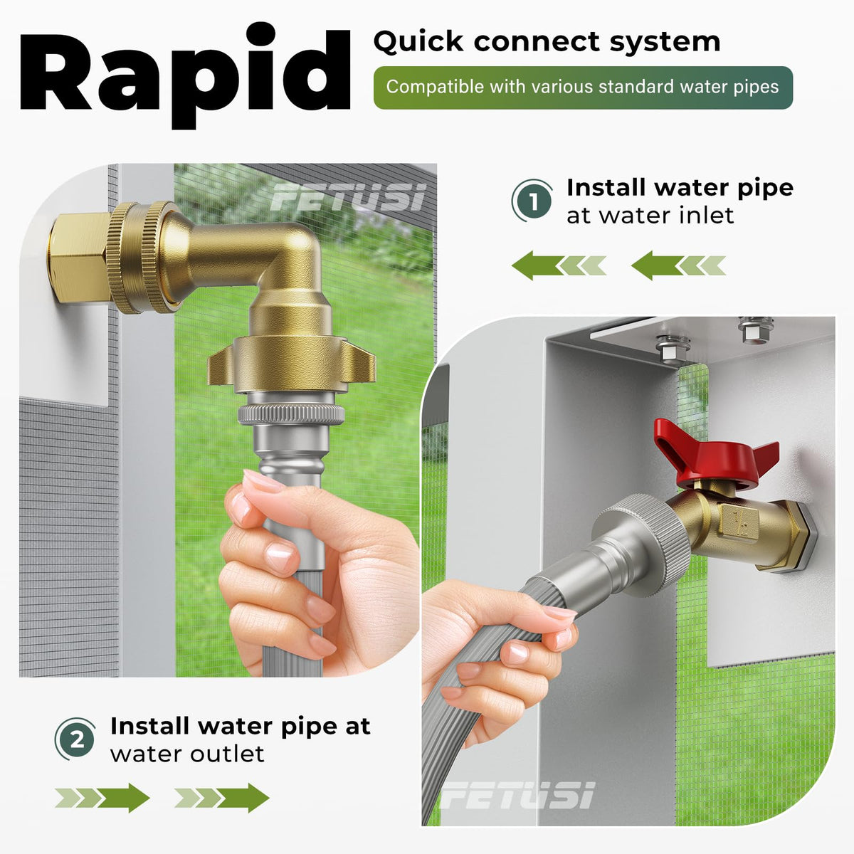 FETUSI screen-ready kit ideal for patios and irrigation.