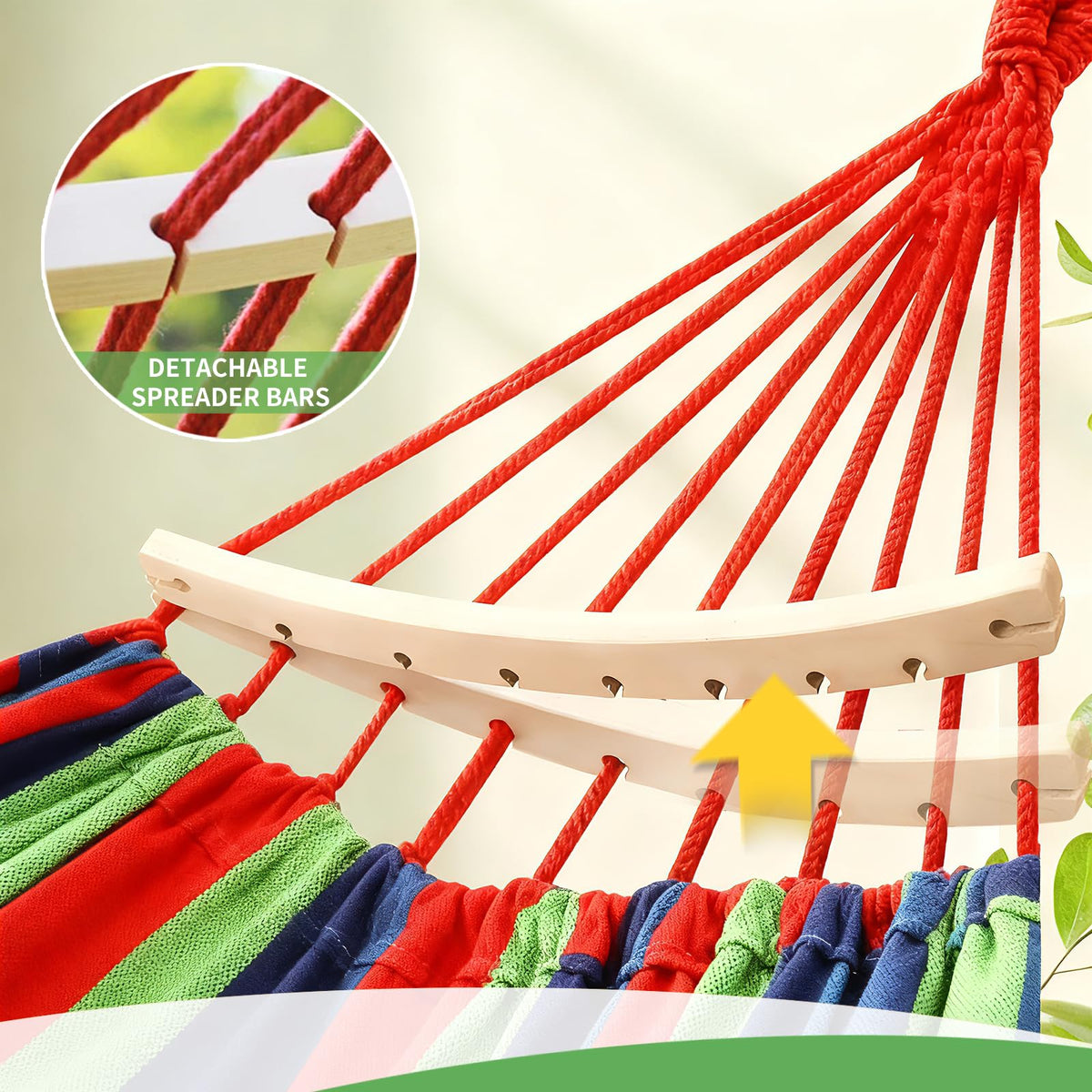 Fevbcnrj flatter hammock surface promotes even hanging for comfortable lounging.