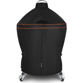 FEVERCOVER grill cover for Kamado Joe Big Joe with buckle strap keeps the grill secure in windy weather